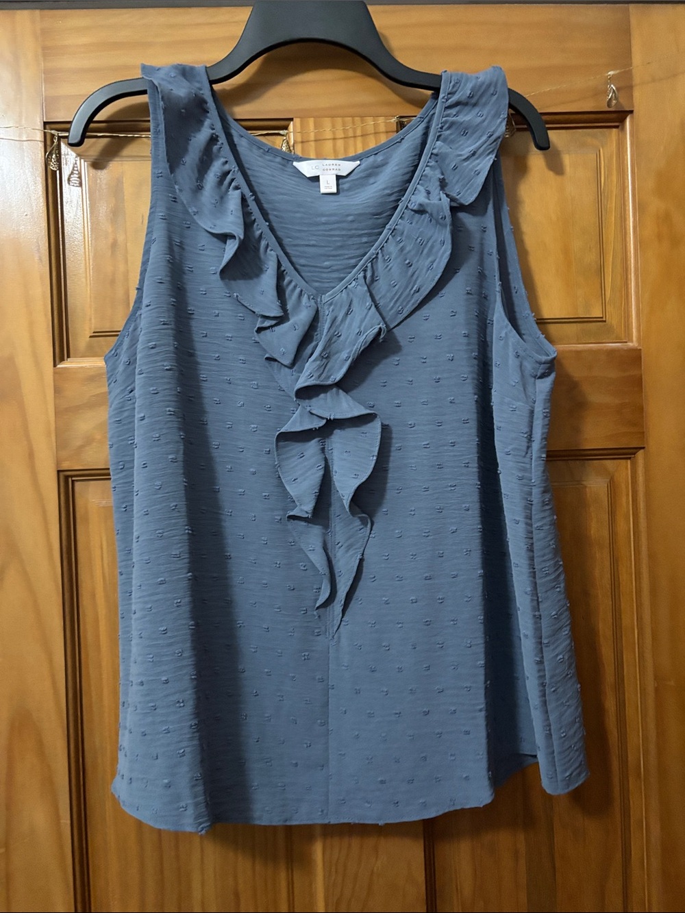LC Lauren Conrad Blue Ruffle V-Neck Sleeveless Camisole